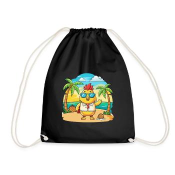 Huhn Lustige Cartoon Sommer Strand Sonnenbrille - Turnbeutel - Schwarz - Vorne