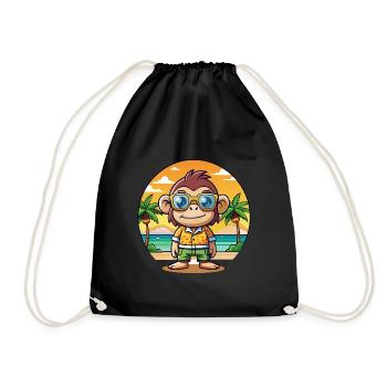 Schimpanse Lustige Cartoon Sommer Strand Sonnenbrille - Turnbeutel - Schwarz - Vorne