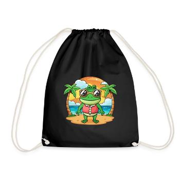 Lunettes de soleil de plage d’été de dessin animé drôle de grenouille - Sac de sport léger - noir - Devant