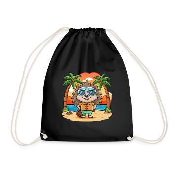 Igel Lustige Cartoon Sommer Strand Sonnenbrille - Turnbeutel - Schwarz - Vorne