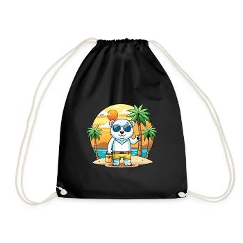 Polar Bear Funny Cartoon Summer Beach Sunglasses - Drawstring Bag - black - Front