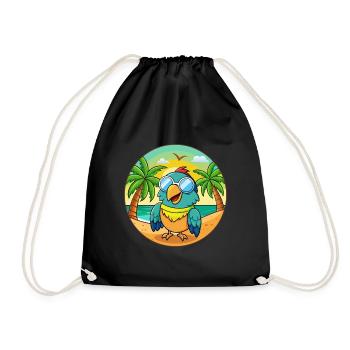 Papagei Lustige Cartoon Sommer Strand Sonnenbrille - Turnbeutel - Schwarz - Vorne