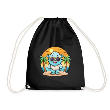 Yeti Funny Cartoon Summer Beach Sunglasses - Drawstring Bag - black - Front