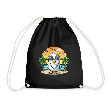 Albatross Funny Cartoon Summer Beach Sunglasses - Drawstring Bag - black - Front