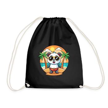 Panda Lustige Cartoon Sommer Strand Sonnenbrille - Turnbeutel - Schwarz - Vorne