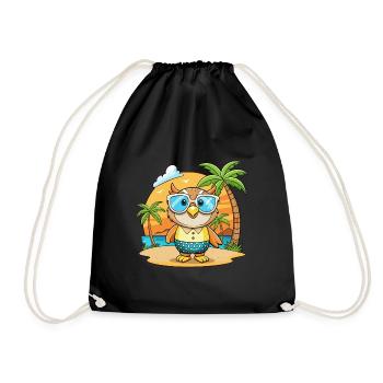 Eule Lustige Cartoon Sommer Strand Sonnenbrille - Turnbeutel - Schwarz - Vorne