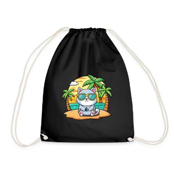 Lunettes de soleil de plage d’été de dessin animé drôle de chat - Sac de sport léger - noir - Devant