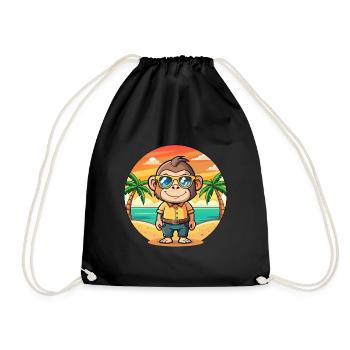 Chimpanzé Lunettes de soleil de plage d’été de dessin animé drôle - Sac de sport léger - noir - Devant