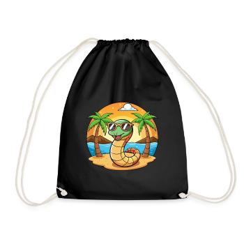 Snake Funny Cartoon Summer Beach Sunglasses - Drawstring Bag - black - Front