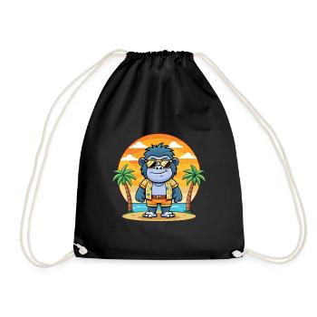 Gorilla Funny Cartoon Summer Beach Sunglasses - Drawstring Bag - black - Front