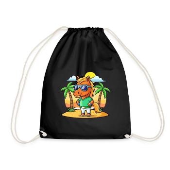 Pferd Lustige Cartoon Sommer Strand Sonnenbrille - Turnbeutel - Schwarz - Vorne