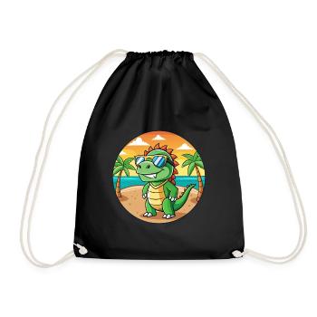 Iguane Lunettes de soleil de plage d’été de dessin animé drôle - Sac de sport léger - noir - Devant