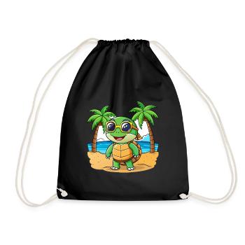 Turtle Funny Cartoon Summer Beach Sunglasses - Drawstring Bag - black - Front