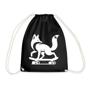 Fuchs Silhouette minimalistisch Skateboard Skater - Turnbeutel - Schwarz - Vorne