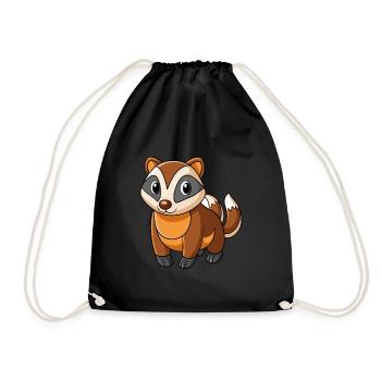 Blaireau Mascotte mignonne Personnage de dessin animé Kawaii - Sac de sport léger - noir - Devant