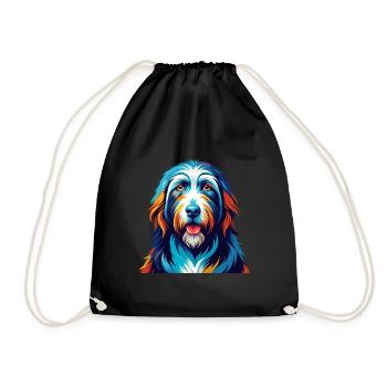Bearded Collie Chien Race Coloré Dessin Animé Kawaii - Sac de sport léger - noir - Devant
