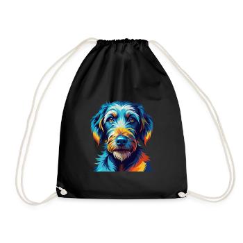 Bedlington Terrier Chien Race Dessin animé Kawaii - Sac de sport léger - noir - Devant