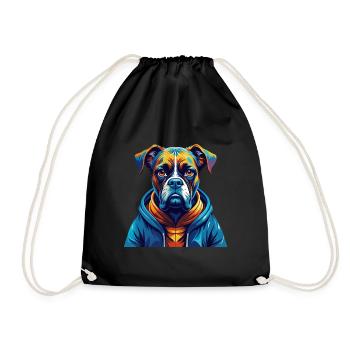 Boxer chien race coloré aquarelle dessin animé Kawaii - Sac de sport léger - noir - Devant