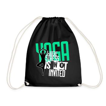 YOGA – WO STRESS NICHT EINGELADEN IST - Turnbeutel - Schwarz - Vorne