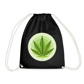 Circular Grafic Cannabis Leaf - Drawstring Bag - black - Front