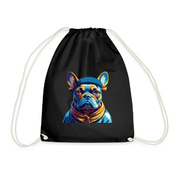 Chien Français Race de chien Coloré Dessin animé Kawaii - Sac de sport léger - noir - Devant
