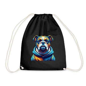 Bouledogue race coloré aquarelle dessin animé Kawaii - Sac de sport léger - noir - Devant