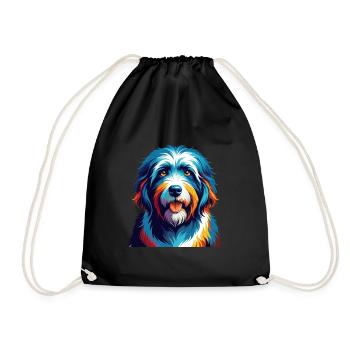 Vieux chien de berger anglais race coloré dessin animé Kawaii - Sac de sport léger - noir - Devant