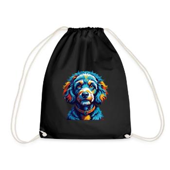 Caniche Chien Race Coloré Dessin Animé Kawaii - Sac de sport léger - noir - Devant