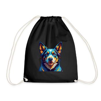 Portuguese Cattle Dog Breed Cartoon Kawaii - Drawstring Bag - black - Front