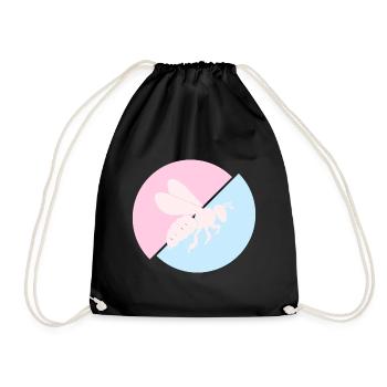 Bee Contrast Red Pastel Blue - Drawstring Bag - black - Front