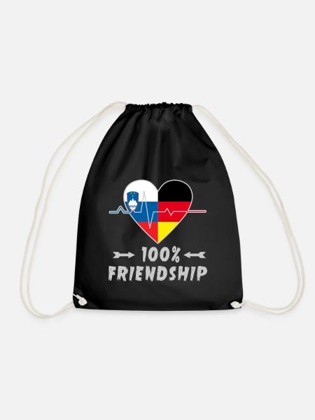 Slowenien und Deutschland 100% Freundschaft - Turnbeutel - Schwarz