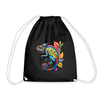 Chameleon Chameleons Reptiles - Drawstring Bag - black - Front