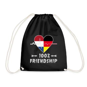 Netherlands and Germany 100% friendship - Drawstring Bag - black - Front