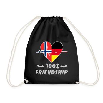 Norwegen und Deutschland 100% Freundschaft - Turnbeutel - Schwarz - Vorne