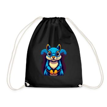 Eichhörnchen Bunte Kawaii Cartoon Figur Clipart - Turnbeutel - Schwarz - Vorne