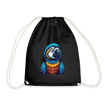 Parrot Colorful Kawaii Cartoon Character Clipart - Drawstring Bag - black - Front