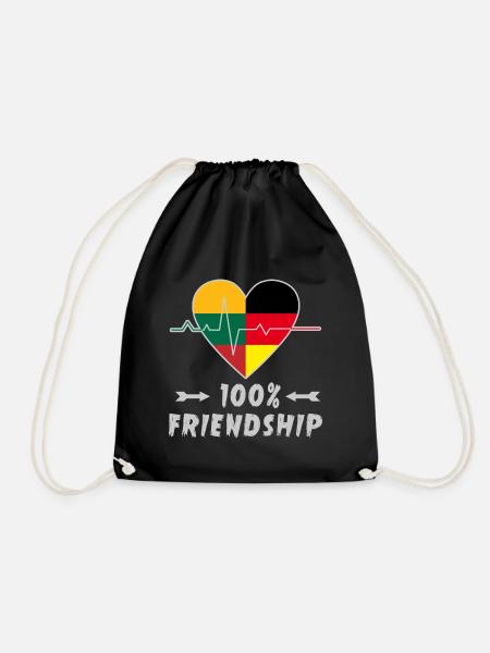 Litauen und Deutschland 100% Freundschaft - Turnbeutel - Schwarz