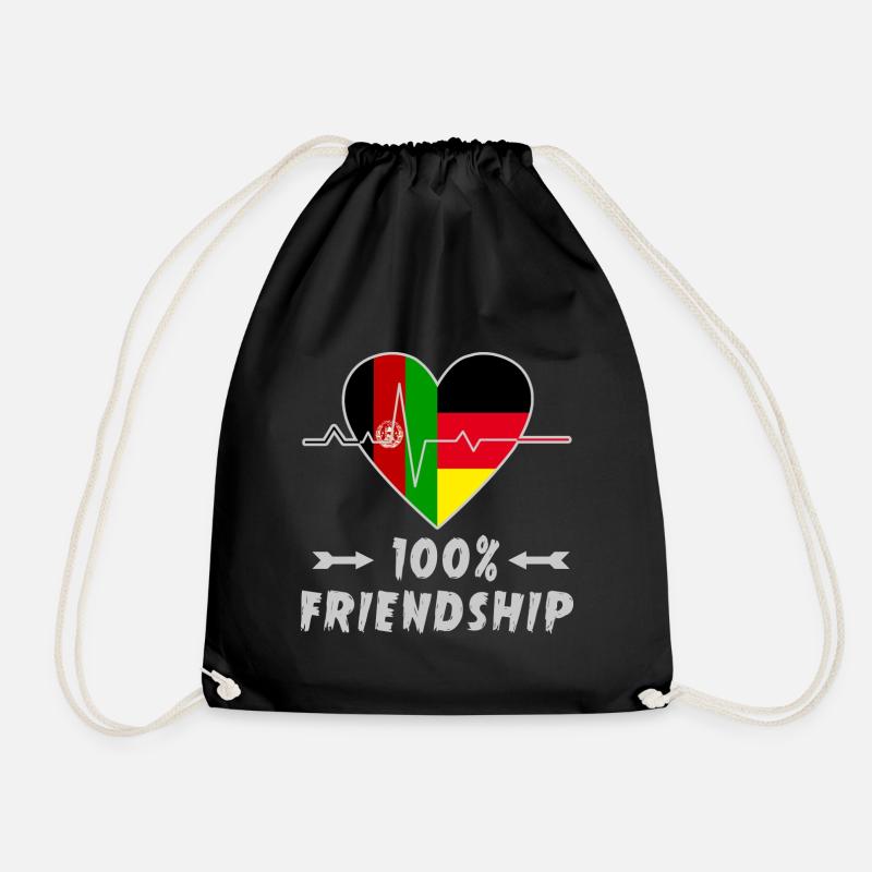 Afghanistan und Deutschland 100% Freundschaft - Turnbeutel - Schwarz
