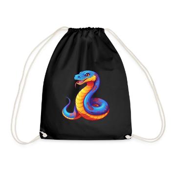 Anaconda Bunte Kawaii Cartoon Figur Clipart - Turnbeutel - Schwarz - Vorne