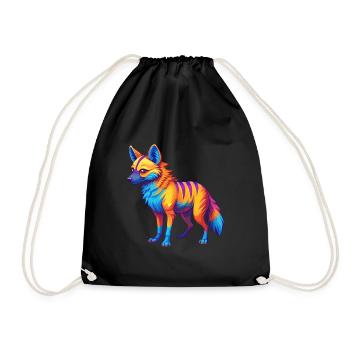 Aardwolf coloré Kawaii Dessin animé Personnage Clipart - Sac de sport léger - noir - Devant