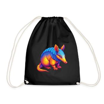 Armadillo Colorful Kawaii Cartoon Character Animal - Drawstring Bag - black - Front