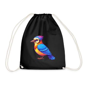 Blue Jay Colorful Kawaii Cartoon Character Clipart - Drawstring Bag - black - Front