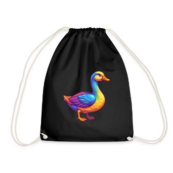 Goose Colorful Kawaii Cartoon Character Clipart - Drawstring Bag - black - Front