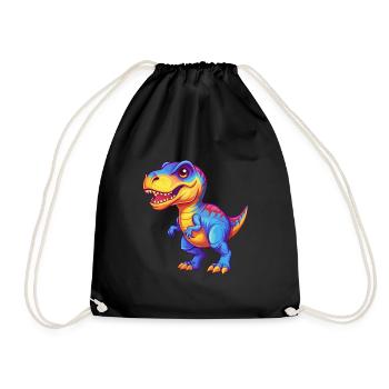 dinosaure coloré kawaii personnage de dessin animé clipart - Sac de sport léger - noir - Devant