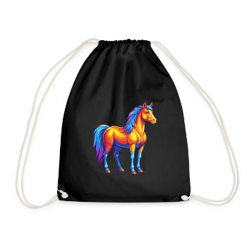 Pferd Bunte Kawaii Cartoon Charakter Clipart - Turnbeutel - Schwarz - Vorne