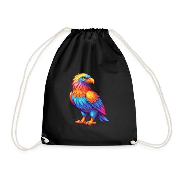 Adler Bunte Kawaii Cartoon Figur Clipart - Turnbeutel - Schwarz - Vorne