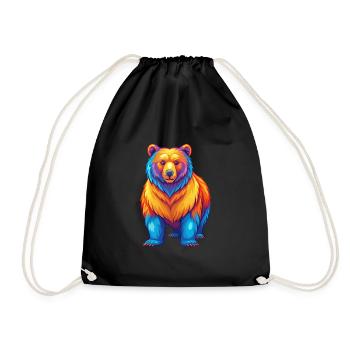 Bear Colorful Kawaii Cartoon Character Clipart - Drawstring Bag - black - Front