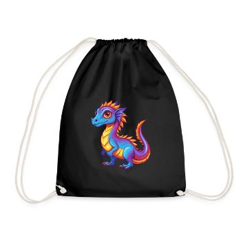 basilic coloré kawaii personnage de dessin animé clipart - Sac de sport léger - noir - Devant