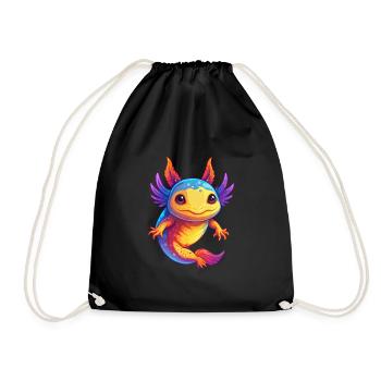 axolotl coloré Kawaii Dessin animé Personnage Clipart - Sac de sport léger - noir - Devant