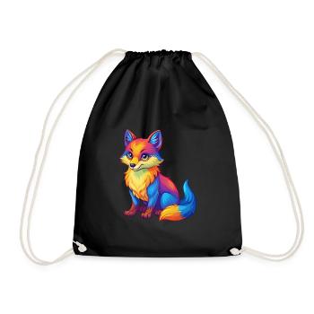 Renard arctique Personnage de dessin animé kawaii coloré - Sac de sport léger - noir - Devant